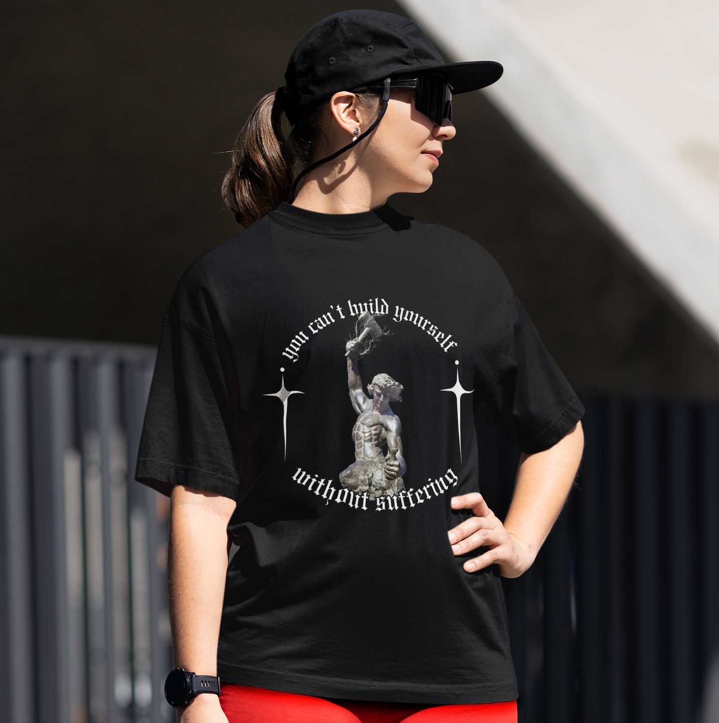 You can`t build yourself without suffering -  VACANCY Oversized Shirt
